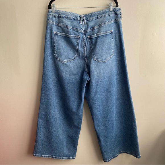 Good American Good Waist Palazzo Blue Jeans 18 Plus High-Waisted Cropped Wide - Picture 4 of 6